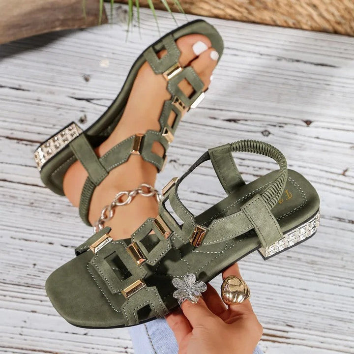 Tashaa - Slingback Ballet Flats Sandal With Jeweled