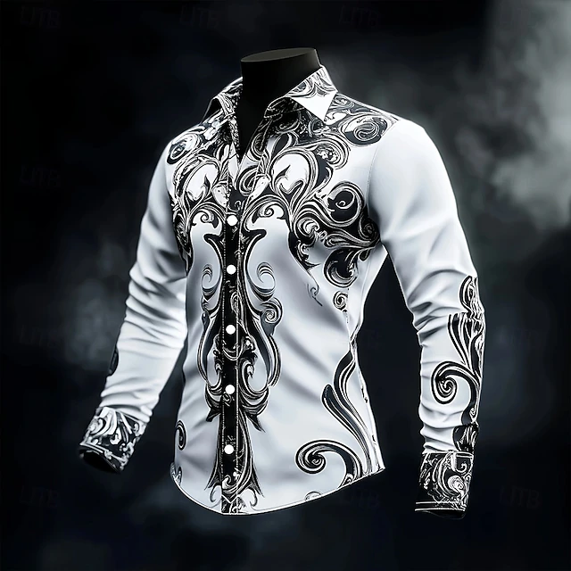 Leighton - Vintage Baroque Pattern Button-Up Shirt