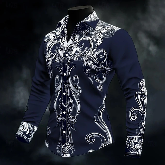 Leighton - Vintage Baroque Pattern Button-Up Shirt