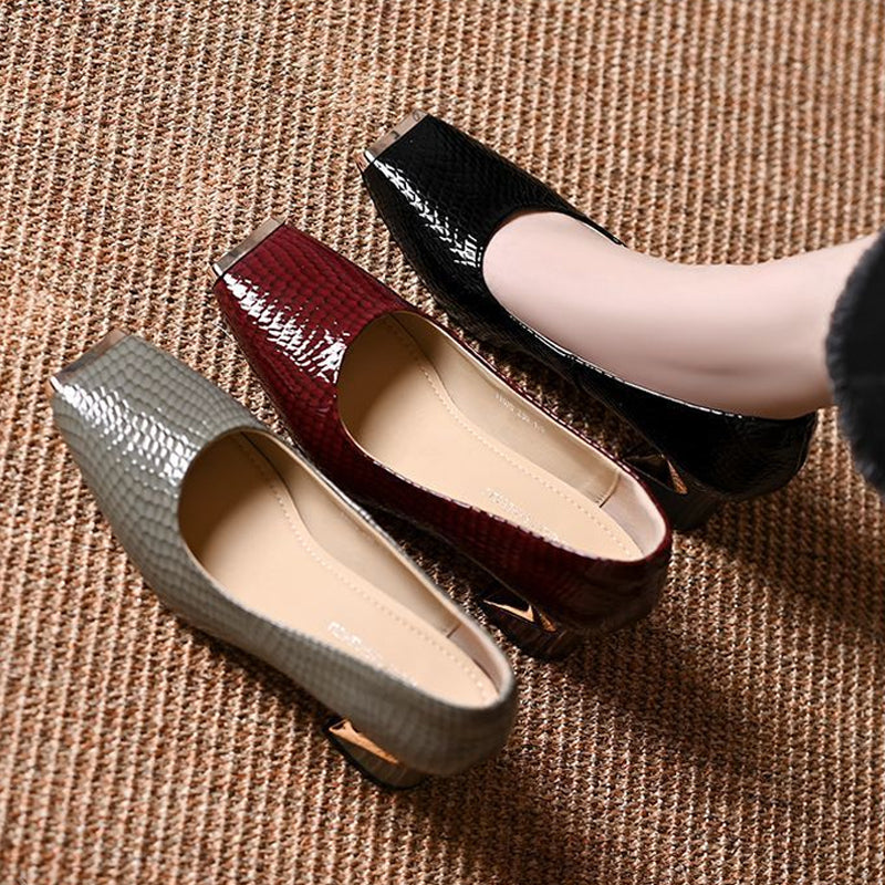 Jeong - Snake Print Square Heel Pumps