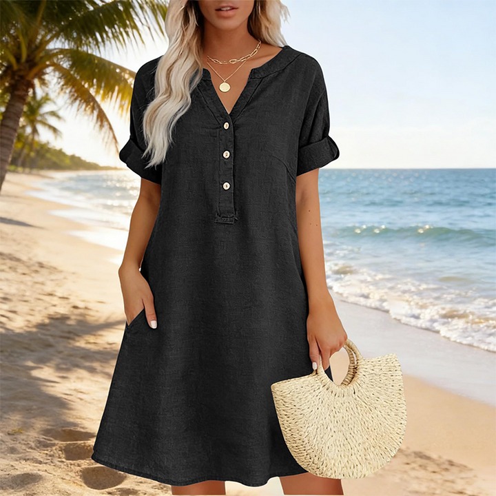 Jolande - V-Neck Tunic Dress With Pockets