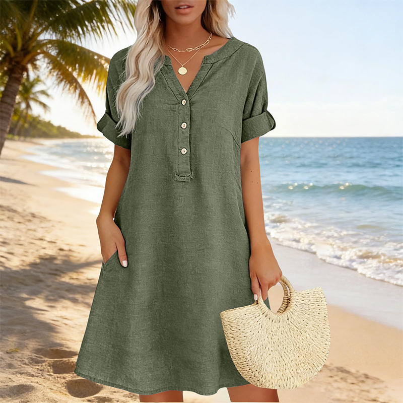 Jolande - V-Neck Tunic Dress With Pockets
