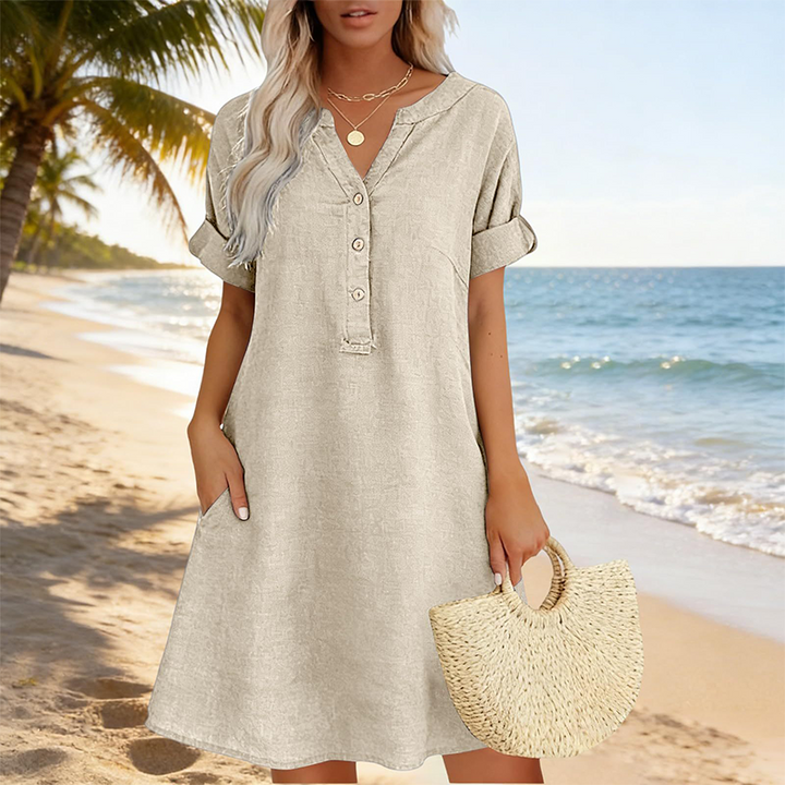 Jolande - V-Neck Tunic Dress With Pockets