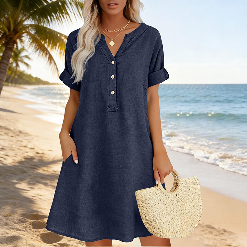 Jolande - V-Neck Tunic Dress With Pockets