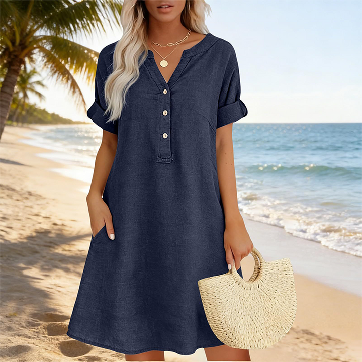 Jolande - V-Neck Tunic Dress With Pockets