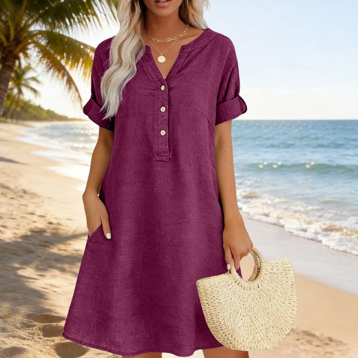 Jolande - V-Neck Tunic Dress With Pockets