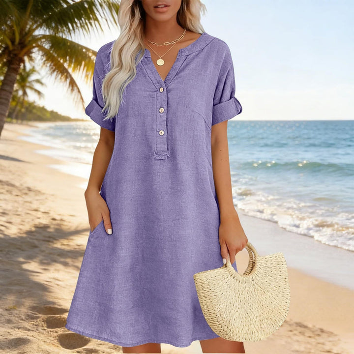 Jolande - V-Neck Tunic Dress With Pockets