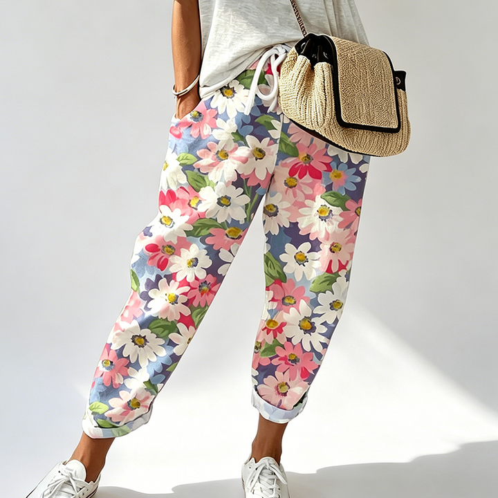 Leyza - Floral Print Tapered Pants