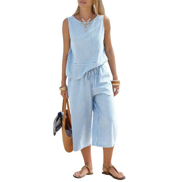 Lynija - Striped Sleeveless Top And Pant Set