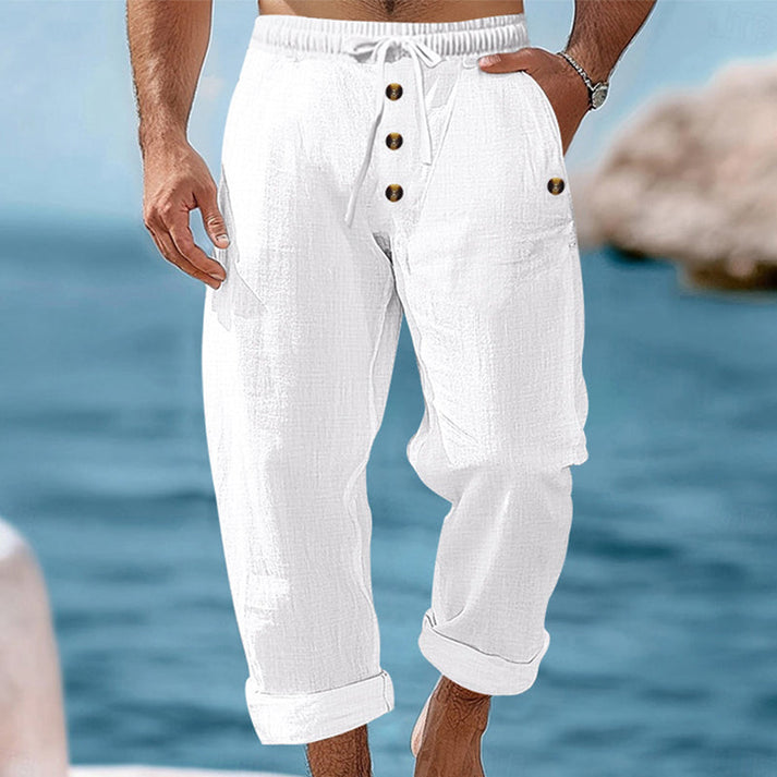 Devillier - Casual Linen Drawstring Pants