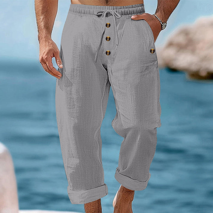 Devillier - Casual Linen Drawstring Pants