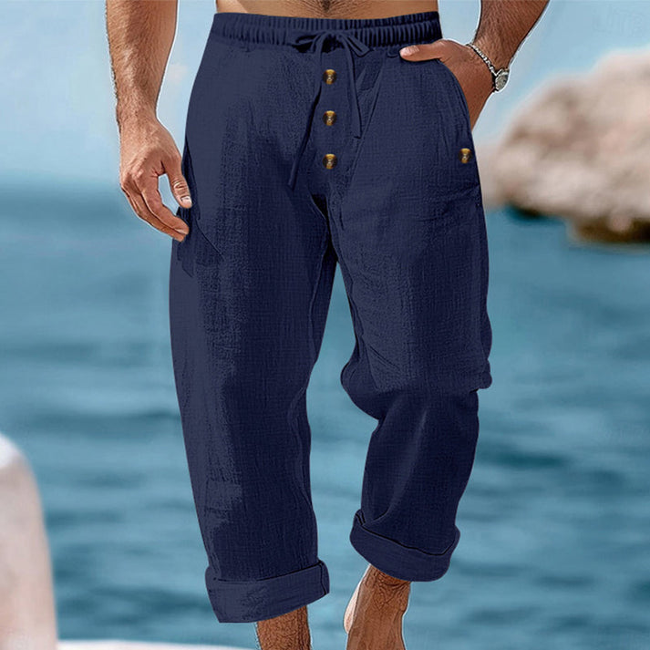 Devillier - Casual Linen Drawstring Pants