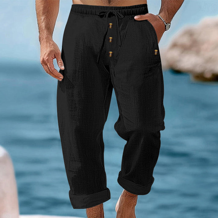 Devillier - Casual Linen Drawstring Pants