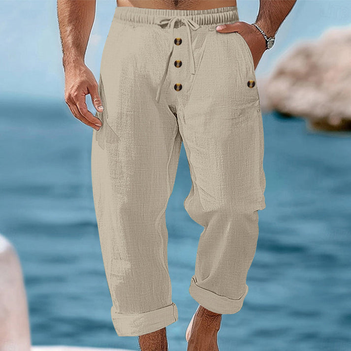 Devillier - Casual Linen Drawstring Pants