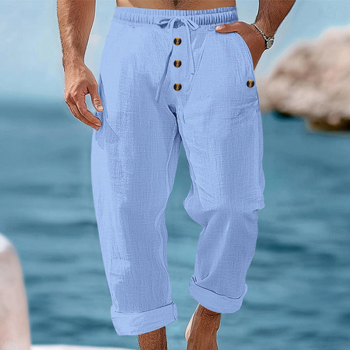 Devillier - Casual Linen Drawstring Pants