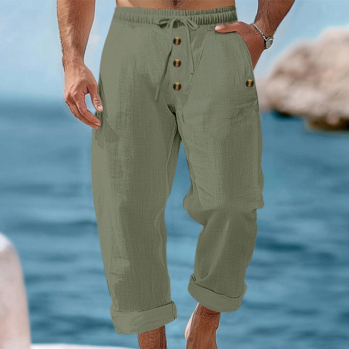 Devillier - Casual Linen Drawstring Pants