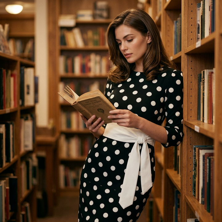 Konila - Elegant Retro Polka Dot Dress