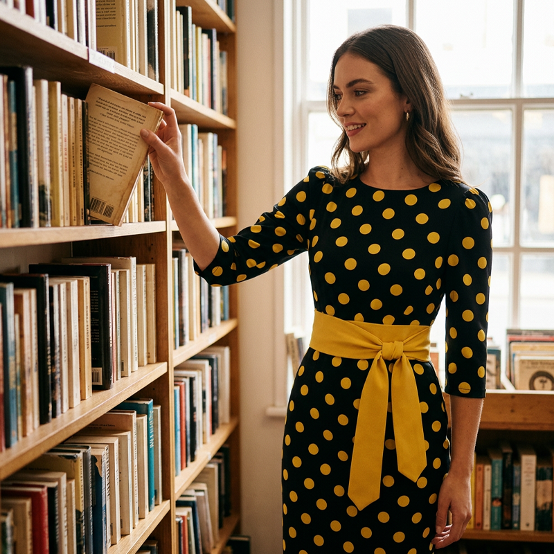 Konila - Elegant Retro Polka Dot Dress