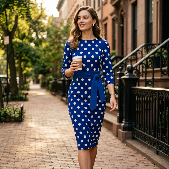 Konila - Elegant Retro Polka Dot Dress