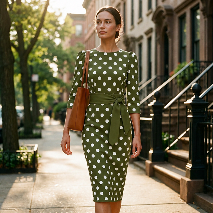 Konila - Elegant Retro Polka Dot Dress