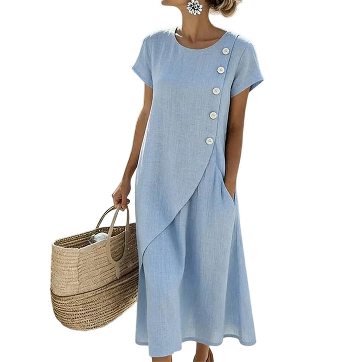 Alia - Elegant Asymmetrical Dress With Round Neck