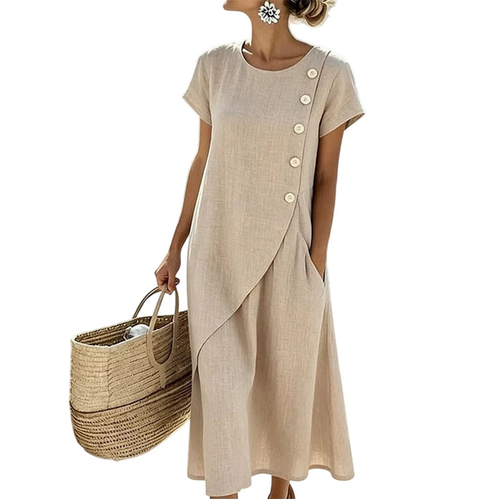 Alia - Elegant Asymmetrical Dress With Round Neck
