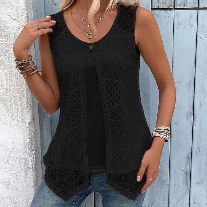 Raima - Crochet Sleeveless Open Front Cardigan