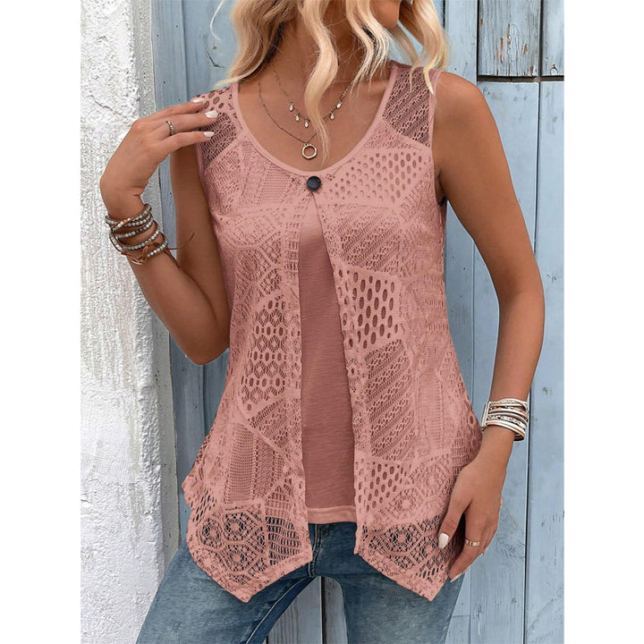 Raima - Crochet Sleeveless Open Front Cardigan
