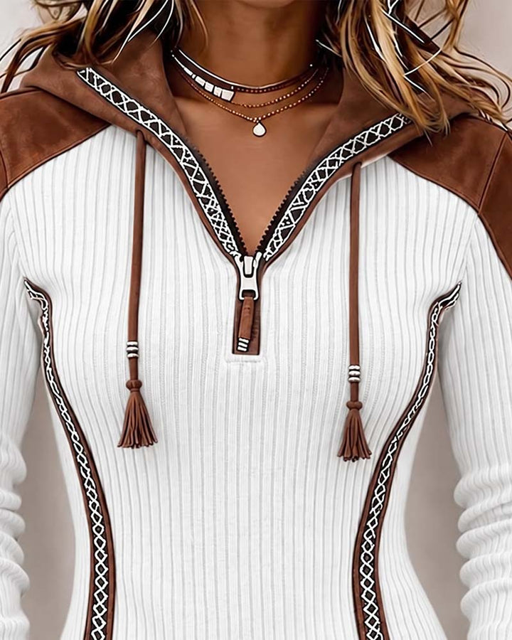 Berouxa - Long Sleeve Hooded With Front Zipper