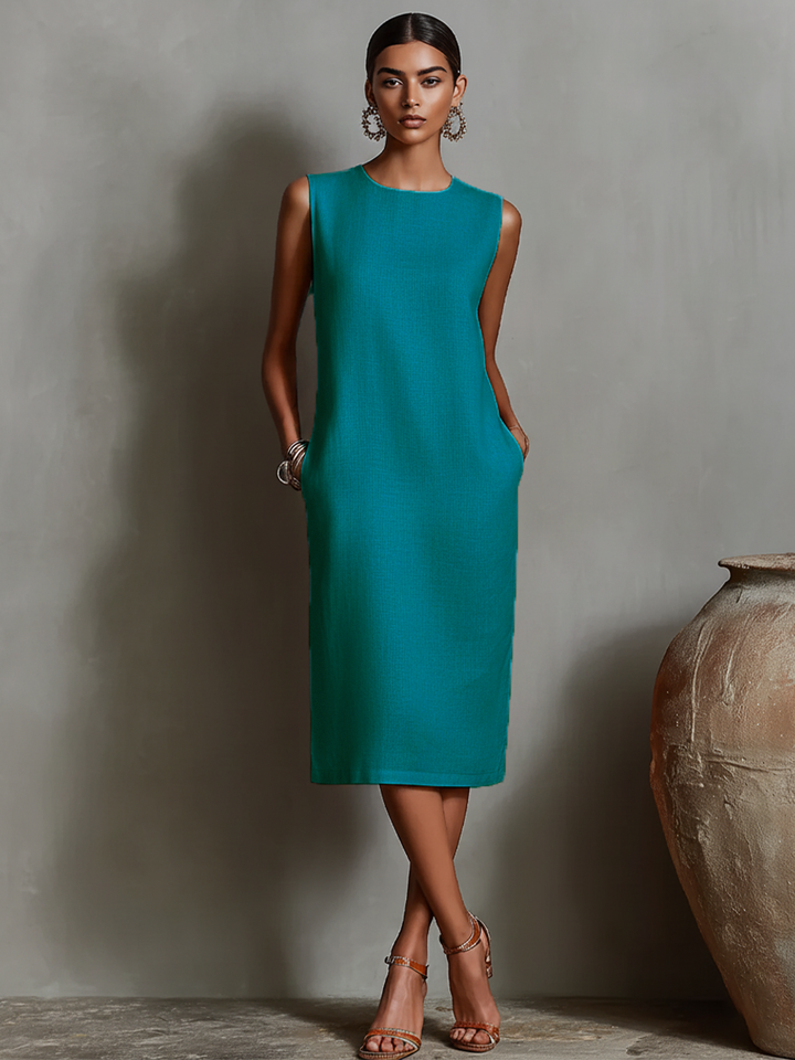 Katalina - Linen Sheath Dress With Pockets